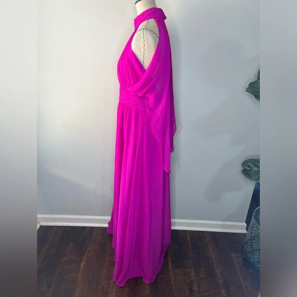Belle Bagdley Mischka Magenta Maxi Prom Wedding Formal Dress sz 12 pageant long - Picture 6 of 12